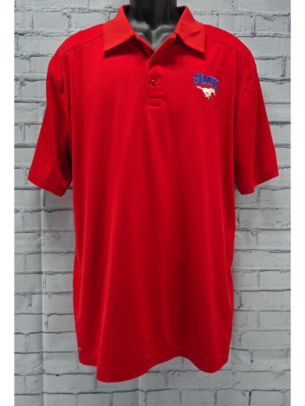 Nike SMU Mustangs Red Dri-Fit Polo Shirt Large